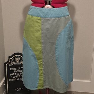 Boden A-Line Skirt - Light Blue and Green